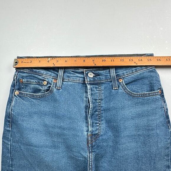 Levis Jeans Womens 31 Blue Wedgie Straight Button Fly Stretch Pockets High Rise - Picture 10 of 14